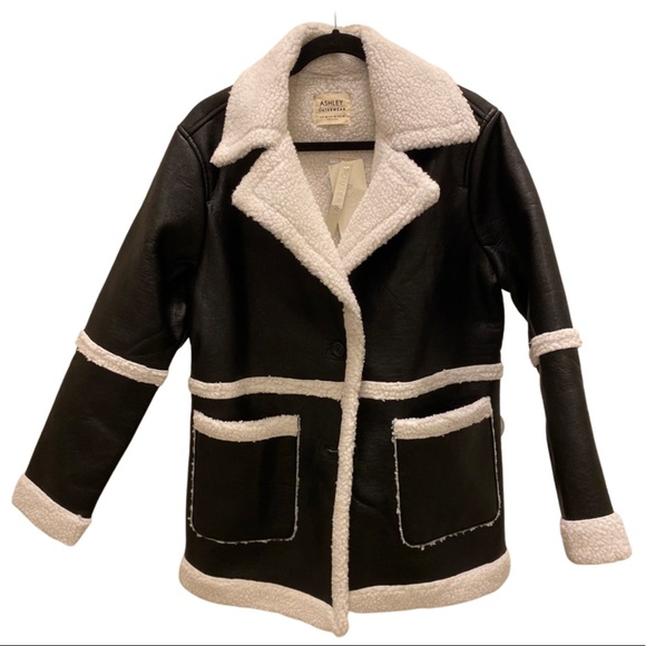 Faux Leather Sherpa Jacket - Picture 1 of 3
